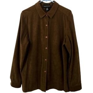 Norton Mcnaughton Women Jacket Size 12 Brown Faux Suede Button Down 2 pockets